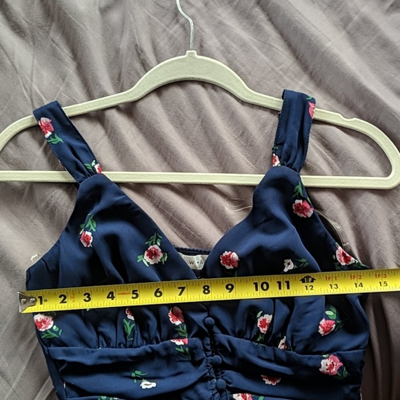 Gathered Waist Button Front Crepe floral Dress - Picture 8 of 8